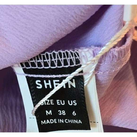 Shein Mod Lavender womans Size 8 medium Bow Tie‎ Blouse Women  100% Polyester - Picture 8 of 10